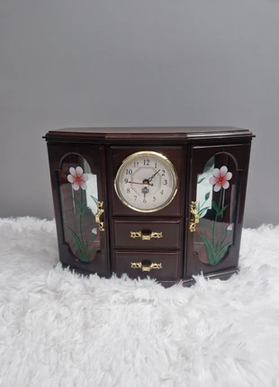 Vintage 90s Style Plastic Wood Effect Jewellery Box with Clock & Ballerina, condition: Good, £17.95, £19.55 includes Buyer Protection