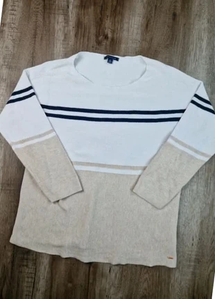 Pull col rond Tommy Hilfiger blanc beige logo plaque métallique taille XL Th061, brand: Tommy Hilfiger, condition: Good, size: XL / 42 / 14, €1.00, €1.75 includes Buyer Protection