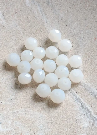 Fil de perles rondelles facettées blanches en verre 8x6 mm - PBLC5-3, état: Neuf avec étiquette, 2,00 €, 2,80 € Protection acheteurs (Pro) incluse