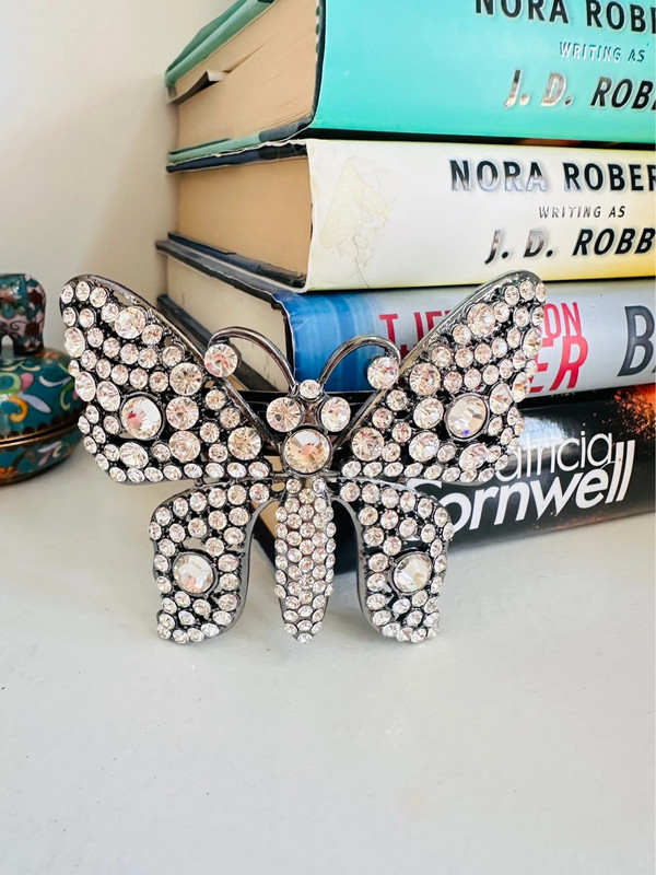 Large butterfly crystal barrette 1