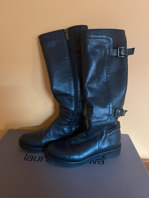 Laura Bellariva ilgaauliai juodi odiniai pašiltini batai 2