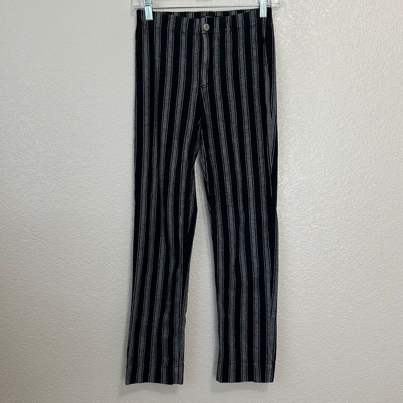 Brandy Melville 100% Cotton Black White Striped Cropped Pants 1