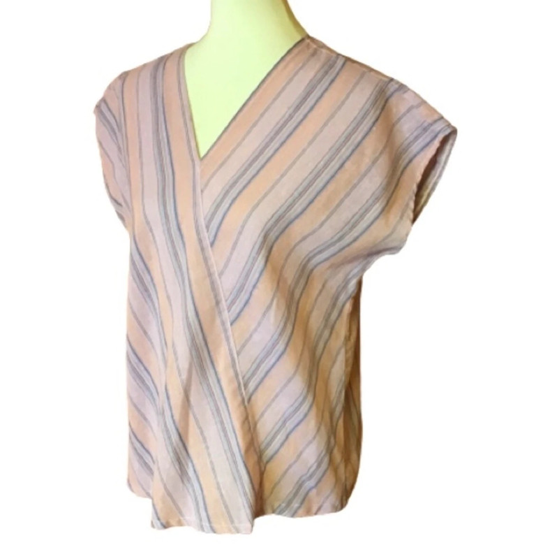 Vintage 80s caribou striped gauze top 1