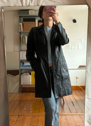 Vintage long Leather Coat, marque: OAKWOOD, état: Très bon état, taille: S / 36 / 8, 19,00 €, 20,65 € Protection acheteurs incluse