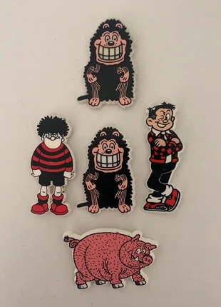 5 x Dennis the Menace comic plastic badges pins buttons, condition: Very good, £40.00, £42.70 includes Buyer Protection