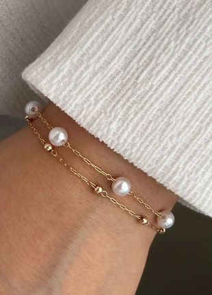 Bracelet en acier inoxydable doré couleur or perle old money chic élégant tendance cadeau fête Noël, marque: ZAG, état: Neuf sans étiquette, 15,00 €, 16,45 € Protection acheteurs incluse