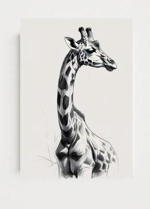 Affiche A4 animaux sauvages croquis, nature, girafe croquis, déco murale minimaliste animaux, merk: HandyPixel, staat: Heel goed, € 8,00, € 9,10 inclusief Kopersbescherming Pro