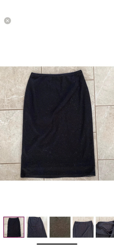A. Byer Vintage USA Black Sparkly Midi Skirt Small 1