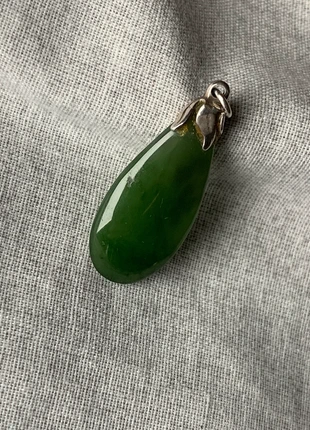925 Sterling Silver Nephrite Green Jade Gemstone Teardrop Mini Necklace Pendant, brand: Silver, condition: Good, £12.00, £13.30 includes Buyer Protection