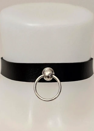Black Faux Leather Choker Necklace With Small Silver O Ring Pendant, condition: New without tags, £6.99, £8.04 includes Buyer Protection