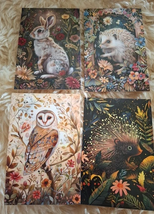 Nachtdieren bosdieren ansichtkaarten kerkuil haas egel, staat: Nieuw zonder prijskaartje, € 4,50, € 5,43 inclusief Kopersbescherming