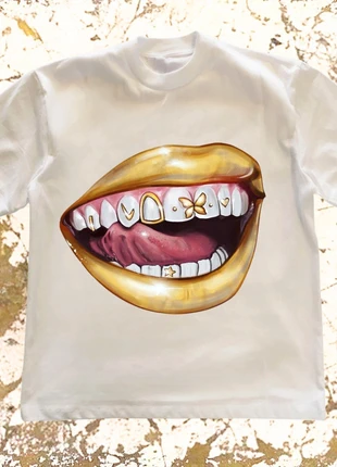 Tee-shirt Grills dorés Streetwear Y2K Taille L, marca: grillz, estado: Novo sem etiquetas, tamanho: L / 40 / 12, €25.00, €26.95 inclui Proteção do Comprador