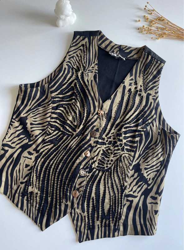 Vintage Animal Print Beaded Vest 3