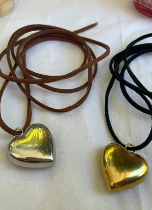 Colgante de gamuza con corazón relleno dorado o plateado, marque: enredadabrand, état: Neuf avec étiquette, 8,99 €, 10,14 € Protection acheteurs incluse