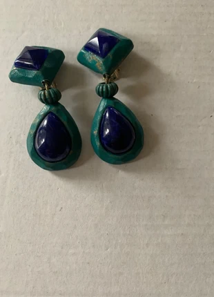 Clips Oreilles en bois / Bleu canard et Marine Vintage, brand: Vintage Love, condition: Good, €4.00, €4.90 includes Buyer Protection