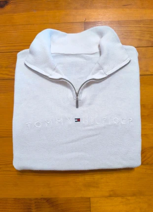 Pull Tommy Hilfiger Femme - 1/4 Zip Half Zip - Col camionneur - Blanc - Vintage - Taille XL, brand: Tommy Hilfiger, condition: Very good, size: XL / 42 / 14, €39.99, €42.69 includes Buyer Protection
