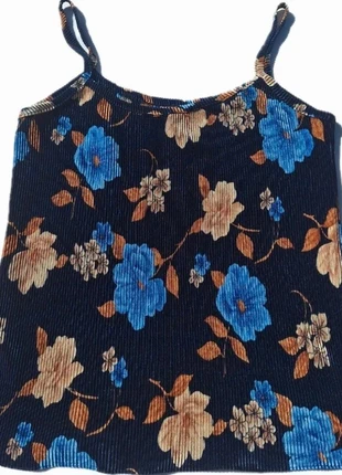 Haut imprimé fleuri plissé bretelles débardeur vintage, marque: Vintage, état: Très bon état, taille: L / 40 / 12, 3,00 €, 3,85 € Protection acheteurs incluse