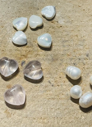 Lot de cœur en quartz rose, cœur en nacre blanc et perle de culture, marque: Quartz, état: Neuf sans étiquette, 10,00 €, 11,20 € Protection acheteurs (Pro) incluse