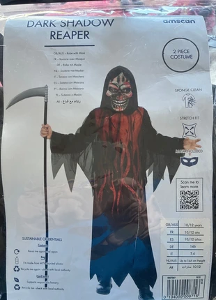 Reaper costume, brand: Amscan, condition: New with tags, size: 10 years / 140 cm, £5.00, £5.70 includes Buyer Protection