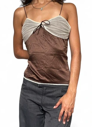 Y2K vintage brown silk lingerie cami top, marque: Vintage Dressing, état: Très bon état, taille: M / 38 / 10, 14,00 €, 15,40 € Protection acheteurs incluse