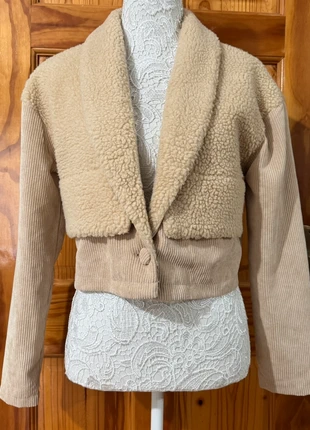Nasty Gal Cropped Corduroy Sherpa Jacket – Beige, Size UK 8 / EU 36, brand: Nasty Gal, condition: Very good, size: S / 36 / 8, €15.00, €16.45 includes Buyer Protection