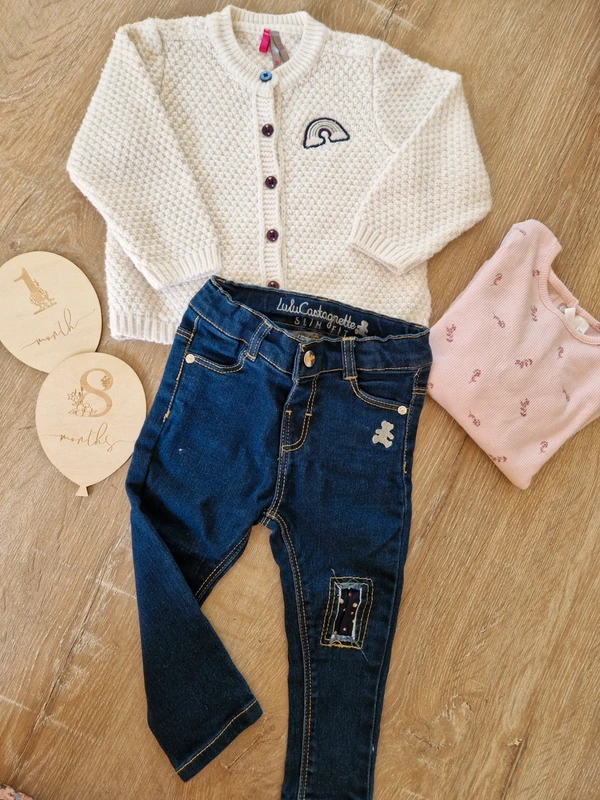 Ensemble t-shirt gilet et jean lulu castagnette bébé fille 18 mois