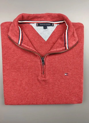 Pull half zip Tommy Hilfiger col camionneur demi zip 1/4 zip 100% coton bordeaux Taille S, merk: Tommy Hilfiger, staat: Heel goed, maat: S, € 35,00, € 37,45 inclusief Kopersbescherming