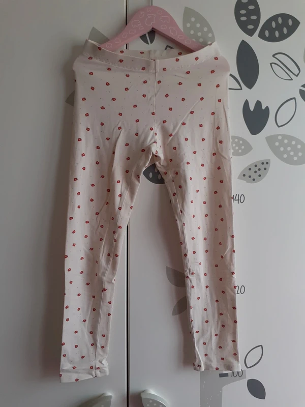 Legging beige motifs fraises
