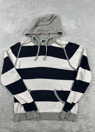 Pull à capuche à rayures Tommy Hilfiger | Taille L | Blanc et Gris Logo Brodé, marque: Tommy Hilfiger, état: Très bon état, taille: L, 19,90 €, 21,60 € Protection acheteurs (Pro) incluse