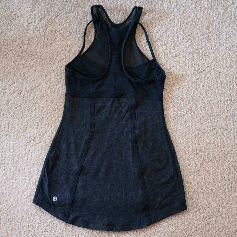 Lululemon Athletica Pedal Pace Zip Front Mesh Tank Dream Catcher Black 2