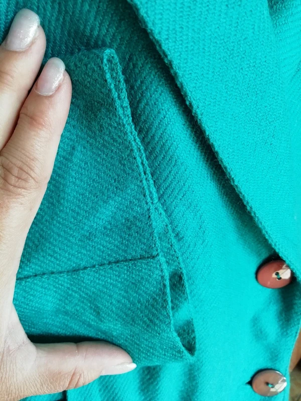 Veste jacket manteau coat vintage laine wool turquoise bleu blue - photo numéro 2
