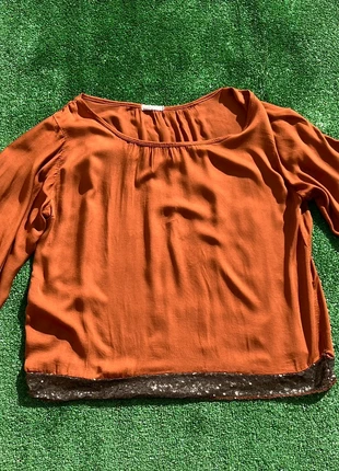 Rust Sequin Hem Blouse Boho Chic Retro Y2K Flowy Sleeves Vintage, marca: Local, estado: Muy bueno, tamaño: Talla única, 8,75 €, 9,89 € Protección al comprador incluida