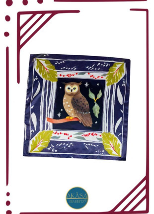 Carré de Polyester Ugugu la Chouette - 66 cm - Neuf, marque: Akasa Biarritz, état: Neuf sans étiquette, 9,90 €, 11,10 € Protection acheteurs incluse