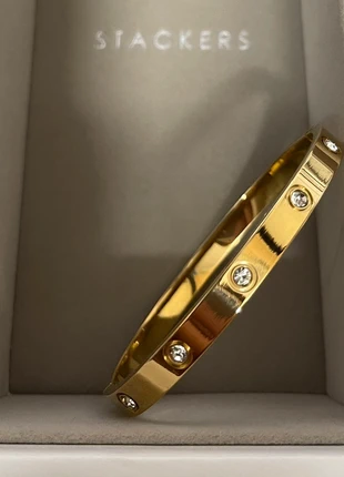 Gold waterproof wide clasp bangle / bracelet with AAA+ cubic zirconia, brand: COS, condition: Very good, £10.90, £12.15 includes Buyer Protection