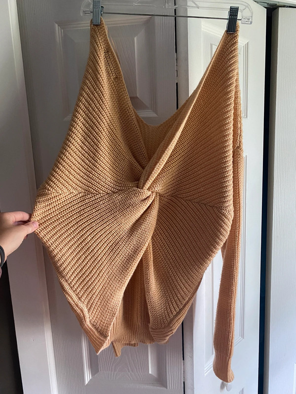 Tan cross back sweater 3