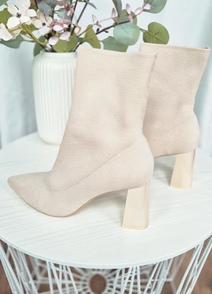 Zara Style Beige Knitted Sock Boots - Chunky Heel - Size 5 (38), brand: Zara, condition: New without tags, size: 38, €19.00, €20.65 includes Buyer Protection