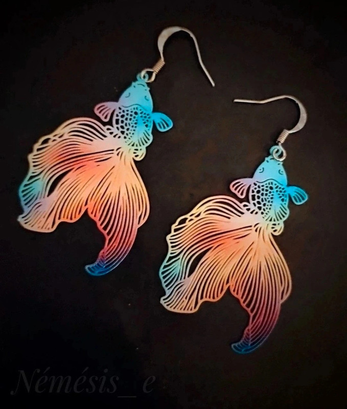 Boucles d'oreilles Poissons Japonais en Filigrane - Petit modèle 🖤 Multicolore 2