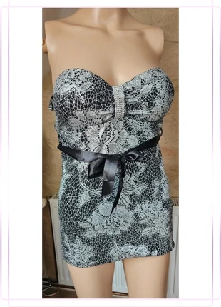 bustier gris et noir chic brillant Taille unique, staat: Heel goed, maat: Universele maat, € 8,00, € 9,10 inclusief Kopersbescherming