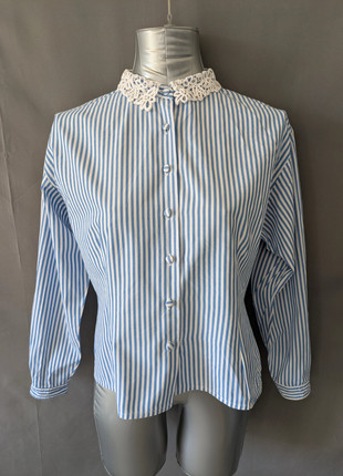 Chemise vintage rayée col dentelle Alain Manoukian – L/XL, marke: Alain Manoukian, zustand: Sehr gut, größe: L / 40 / 12, 20,00 €, 21,70 € beinhaltet Vinted-Käuferschutz Pro