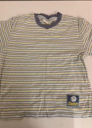 Pocopiano tshirt streifen blau gelb gr 128 jungs lässig fußball patch ringel sommer freizeit, marque: Pocopiano, état: Très bon état, taille: 8 ans / 128 cm, 1,00 €, 1,75 € Protection acheteurs incluse