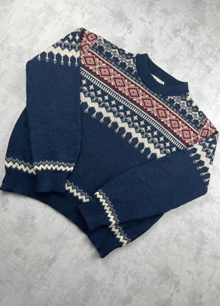 Pull L. L. Bean bleu rouge et crème à motifs / Pull d'hiver vintage col rond - S, marque: L.L. Bean, état: Très bon état, taille: S / 36 / 8, 26,00 €, 28,00 € Protection acheteurs incluse