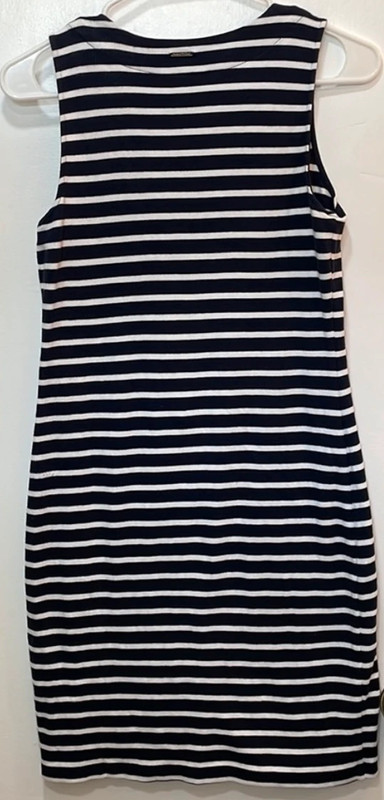 Nautica Navy Blue & White Striped Sleeveless Above the Knee V-Neck Dress Size XS 4