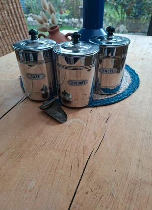 Lot boîtes vintage café sucre excellent état cuillère mesureur ambiance bohème brocante campagne, marca: Vintage Love, estado: Muito bom, €15.00, €16.45 inclui Proteção do Comprador