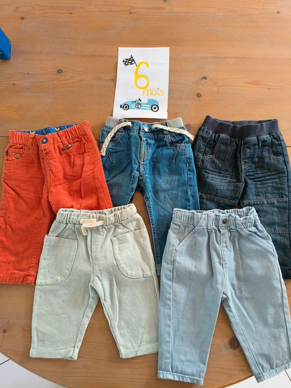 Lot de 5 pantalons bébé garçon 6 mois - Sergent major, Obaïbi et autres