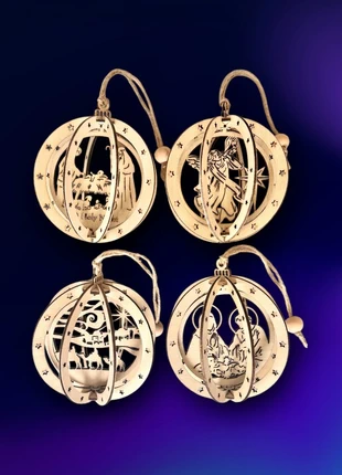 Boules de Noël 3D en bois artisanales 8 cm, thème Nativité – Prix à l'unité, staat: Nieuw zonder prijskaartje, € 7,90, € 9,00 inclusief Kopersbescherming Pro