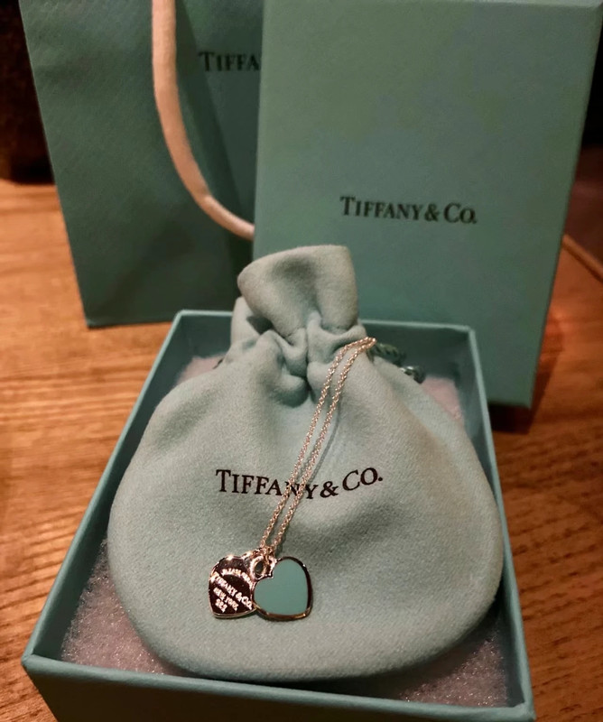 Tiffany Blue Double heart Tag Pendant 3