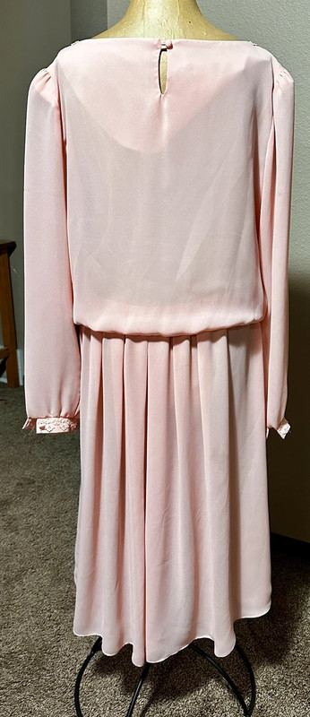 VTG 80's Peach Drop Waist Pleated Semi Sheer Part Dress 10 3