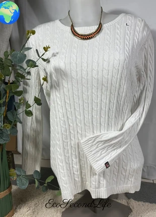 Pull/Sweat Torsadé Ralph Lauren USA – Femme L – Blanc – Logo Brodé USA sur la Manche – 100% Coton, brand: Ralph Lauren, condition: Very good, size: L / 40 / 12, €26.99, €29.04 includes Buyer Protection Pro