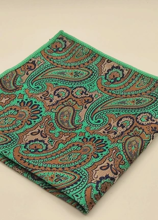 Pańuelo de bolsillo poliéster verde turquesa paisley, marque: Local, état: Neuf sans étiquette, 4,50 €, 5,43 € Protection acheteurs incluse