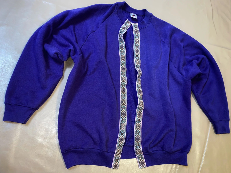 Vintage 80s Fruit of the Loom Artsy purple Cardigan Purple Granny